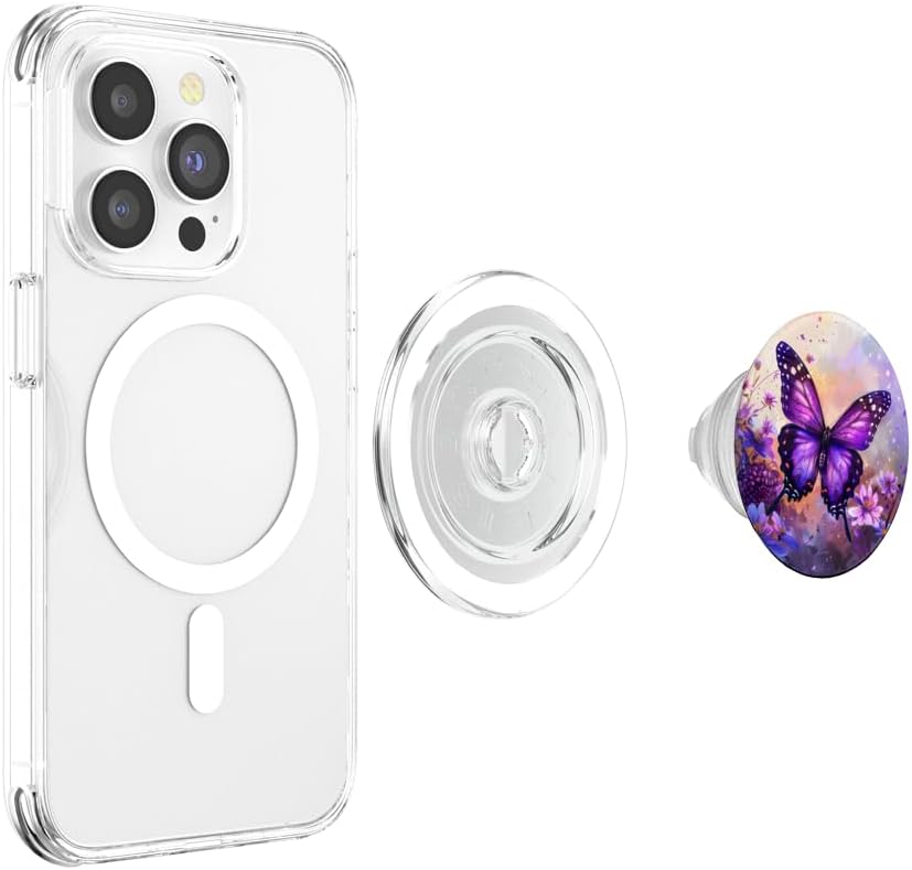 Dreamy Purple Butterflies PopSockets PopGrip for MagSafe
