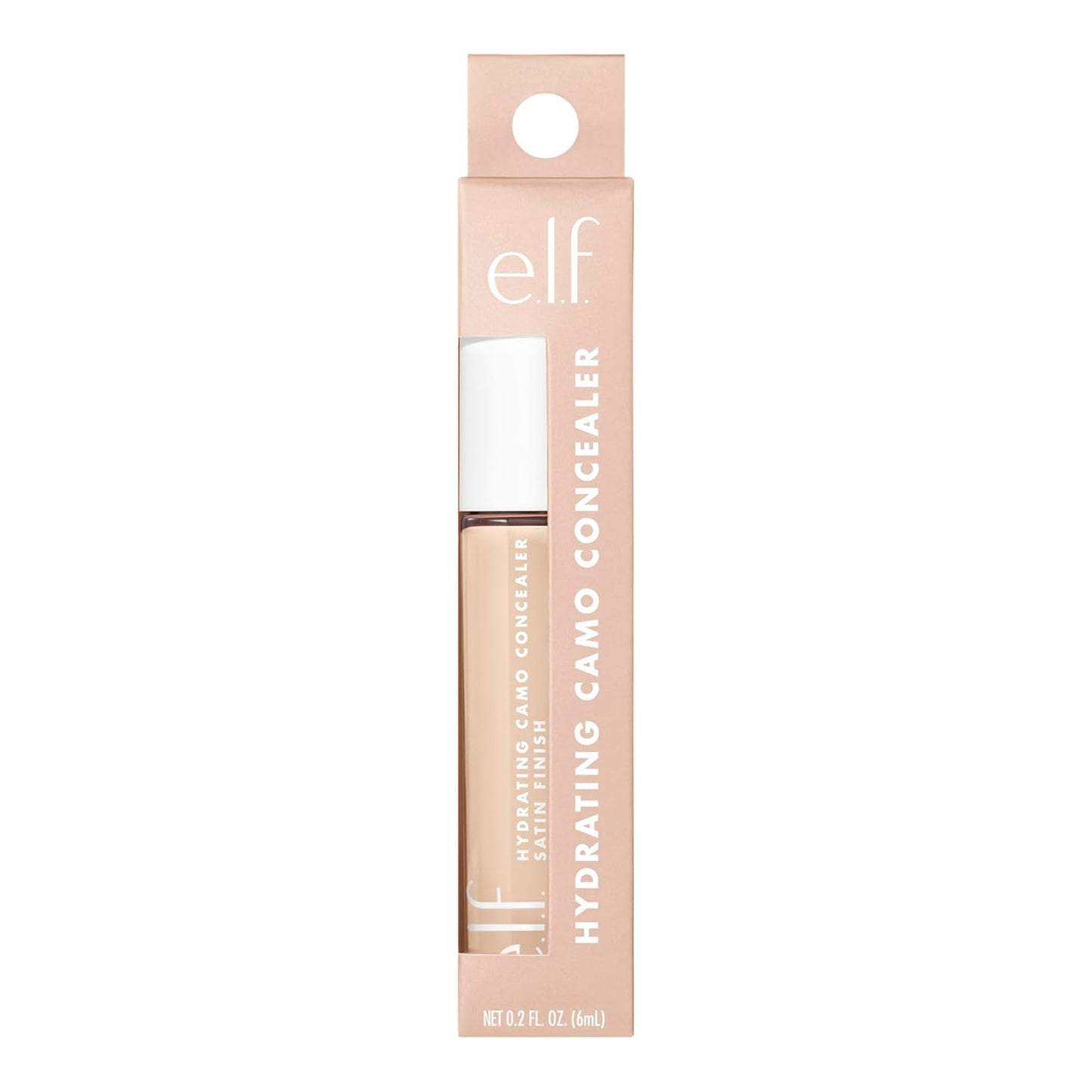 e.l.f. Hydrating Camo Concealer, Covers Blemishes & Under-Eye Circles, Full-Coverage & Delivers A Satin Finish, Vegan & Cruelty-Free, Light Ivory