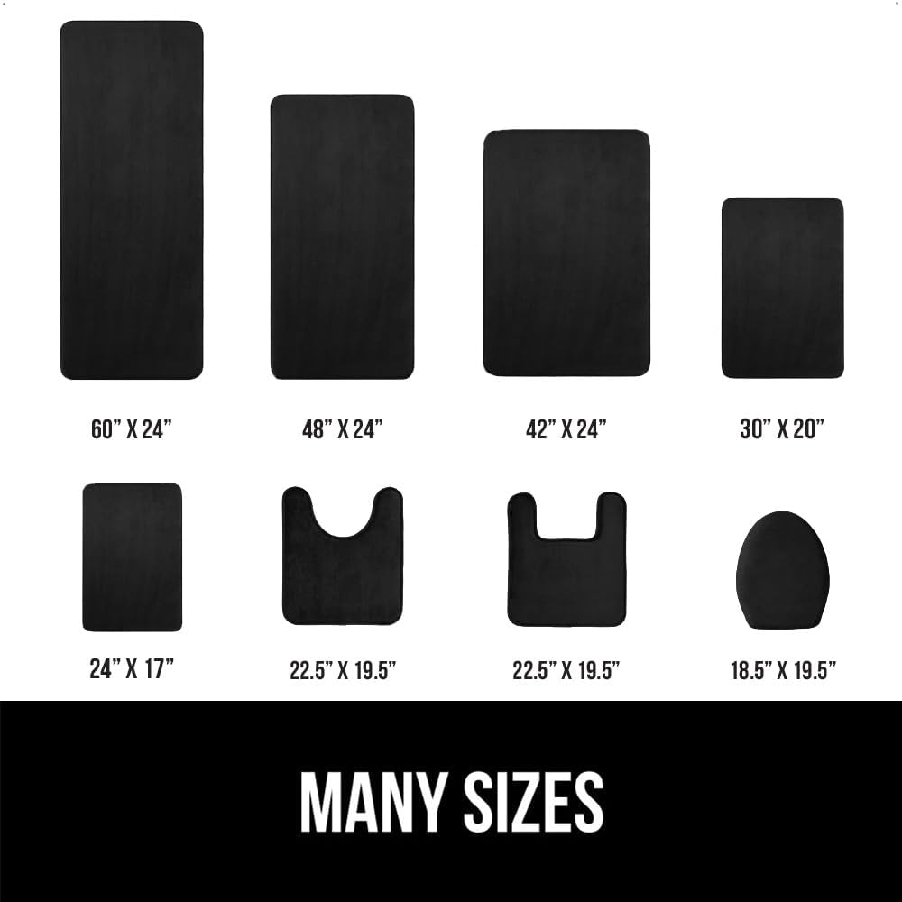 GORILLA GRIP Memory Foam Bath Mat, Soft Absorbent Velvet Bathroom Mats, Durable Dots on Underside, Machine Washable Bathmat, Carpet Rug Room Decor for Shower Tub Floor RV, 48x24 Rugs, Black