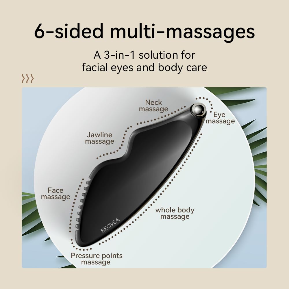 Gua Sha Facial Tools - Guasha Tool for Face and Body, Premium Metal Scraping Massage Tool for Lymphatic Drainage, Skin Rejuvenation, and Relaxation