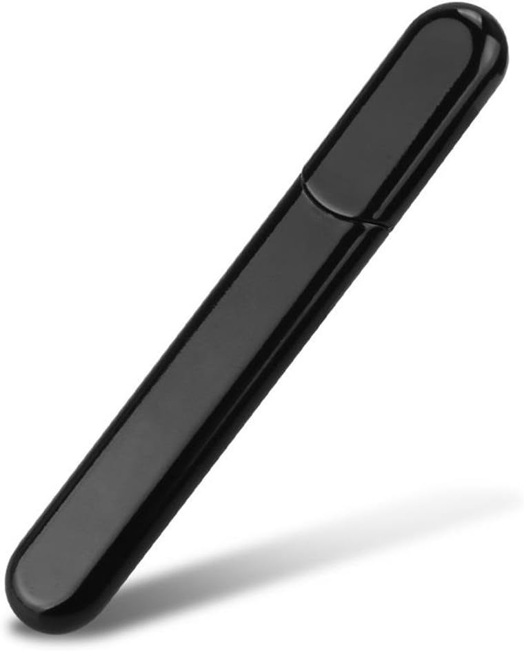 Premium Glass Nail File with Case, Crystal Diamond Salon Best Beauty Nail Buffer for Natural and Acrylic Nails Christmas Gift for Woman and Man,Classic Piano Black