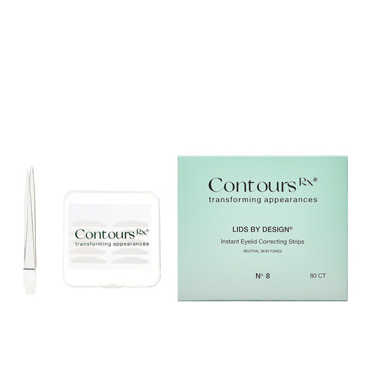 Contours Rx Lids By Design - Non-Surgical & Transparent Eyelid Lift Strips - For a More Youthful-Looking Appearance, Reshape and Define with Eyelid Tape for Hooded Eyes (8mm) 80ct