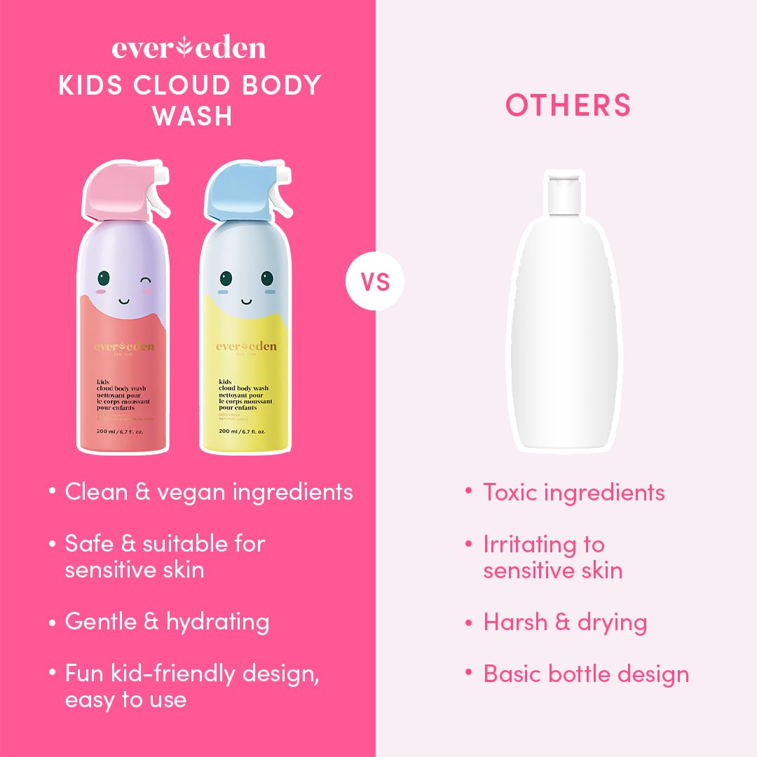 Evereden Kids Foam Soap, Cloud Body Wash (6.7 fl. oz., Juicy Citrus): Spray, Shape & Splash: The Fun, Fluffy Foam That Makes Bath Time Playtime, Hydrating Foaming Bath Soap for Sensitive Skin