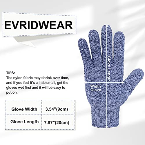 EvridWear Exfoliating Dual Texture Bath Gloves for Shower, Spa, Massage and Body Scrubs, Dead Skin Cell Remover (2 Pairs Moderate)