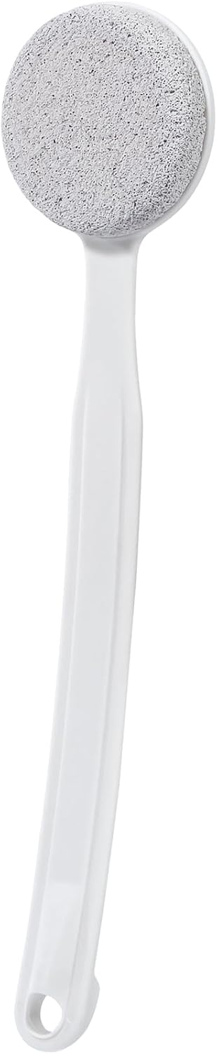 Pumice Stone for Feet with Long Handle (Curved Handle,White, Count, 1.0)