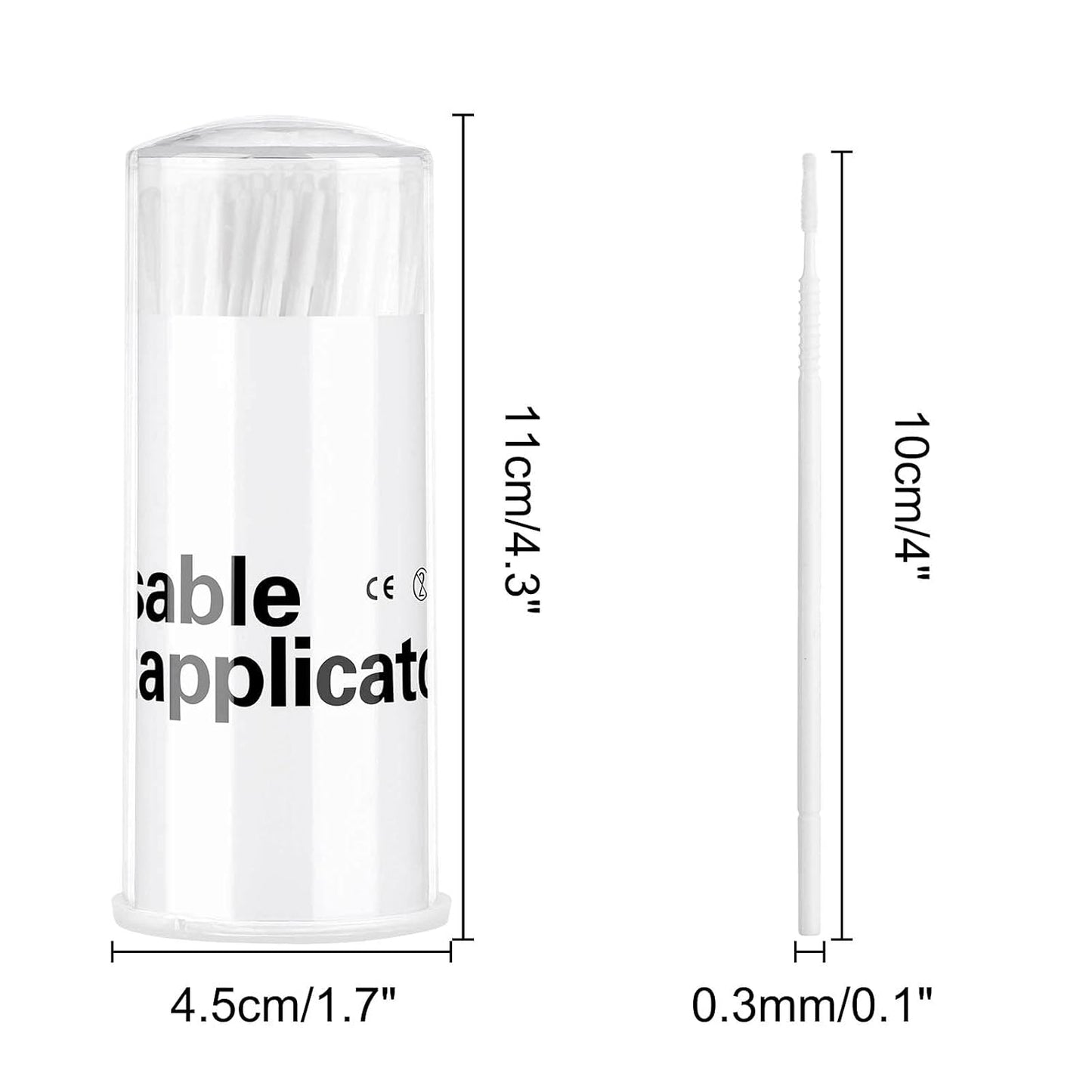 200 Pieces Disposable Micro Brush Applicator Microswabs for Eyelash Extension Removing Tools, Mini Cotton Swab Brushes for Makeup and Personal Care (White)