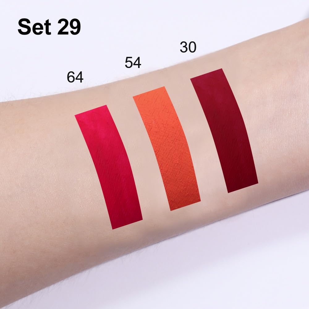 evpct 3Pcs Dark Red Orange Fire Red Matte Lip Liner & Liquid Lipstick Stain Makeup Set for Women, Lip Liner Stain Long Lasting Waterproof Smudge Proof, Cruelty Free Lip Makeup 24 hours original labios