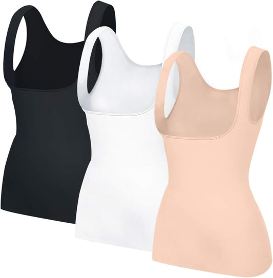 EUYZOU Women's Underbust Shapewear Tank Tops - Seamless Tummy Control Compression Camisole Tops Slimming Tank