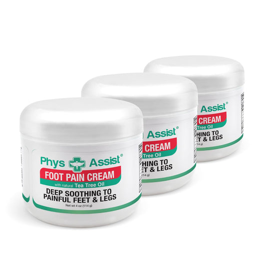 PhysAssist Soothing Foot Cream to Feet and Legs (Three - 4 oz jars) Soothing to feet and Legs.