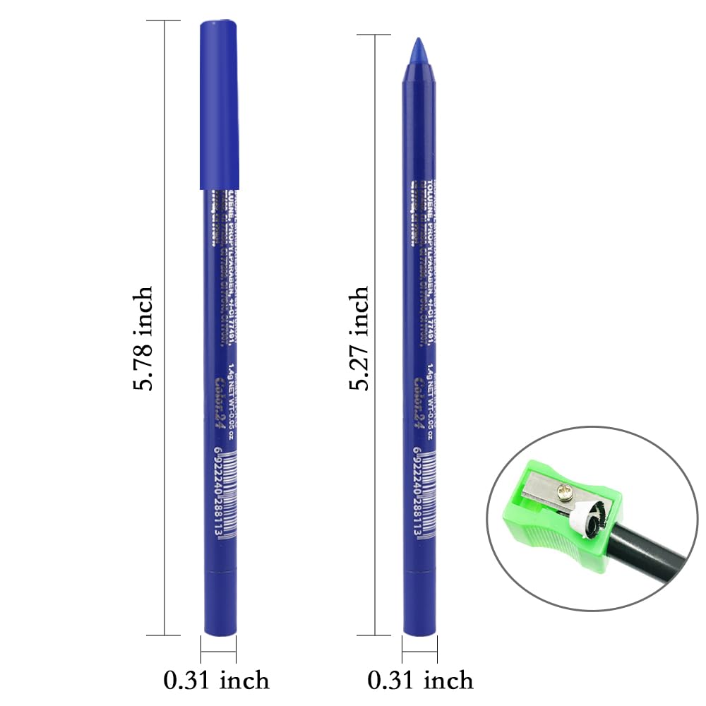 Kaely Gel Eyeliner Pencil for Women, Ruby Blue Eye Liner Waterproof Smudge Proof with Sharpener, Waterline Eye Makeup Liners, delineador de ojos contra el agua, Vegan & Cruelty-Free, 24