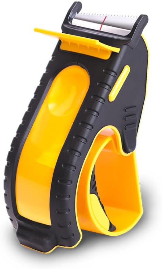Heavy Duty Shipping Tape Dispenser: TENDO° Premium Line – Reusable, Replaceable, Eco-Friendly 2’’ Master Piece Dispenser for Pros with Patented 10° Sloped Chromium Blades - P-2200 (4th Gen.)_Yellow