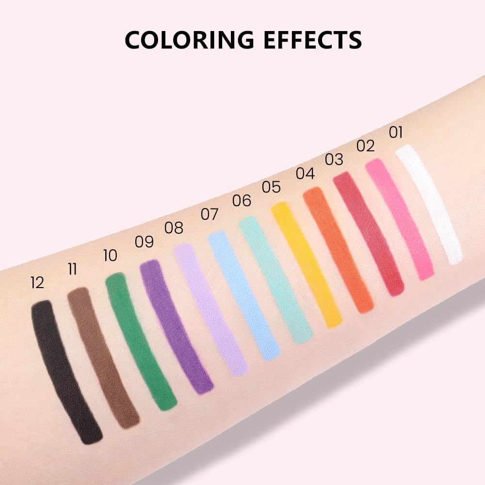 evpct Black Eyeliner Pencils for Eyes, Black Colored Eye Liner Pencil Pen Makeup Waterproof Smudge Proof, Colored Gel Waterline Eyeliner Liquid, Face Eye Paint Stick Lipstick Halloween Makeup 12