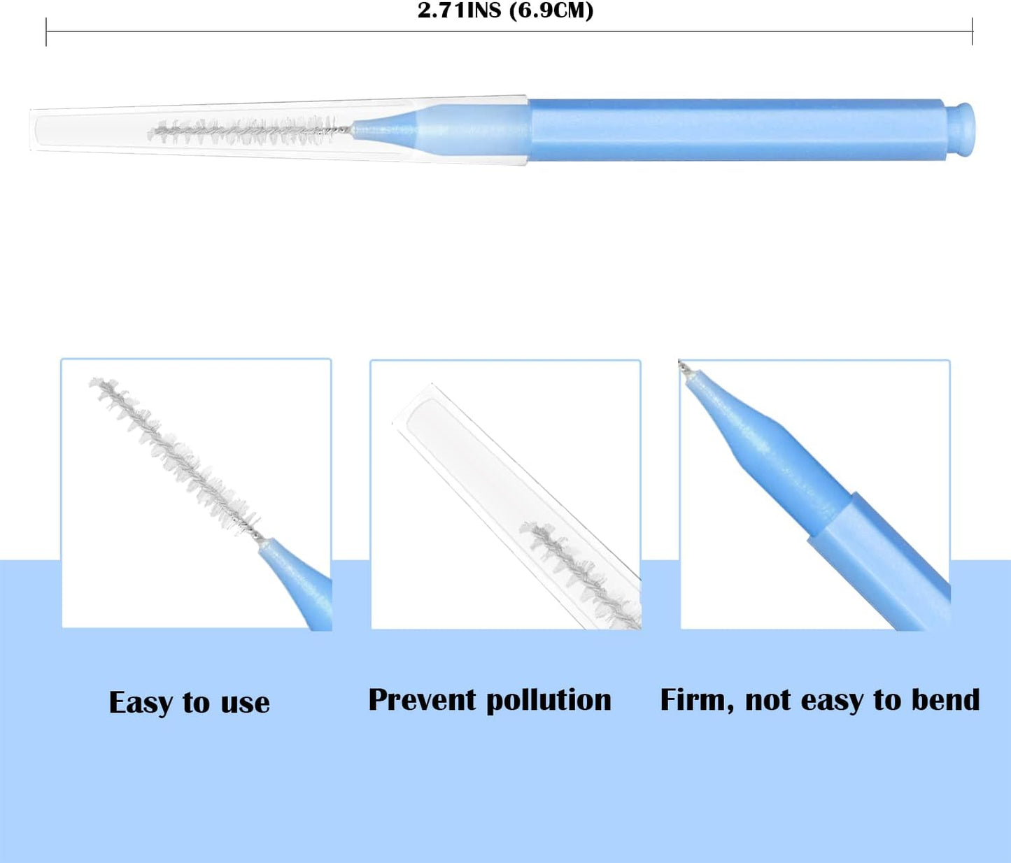 EasyHonor Braces Brush for Cleaner Interdental Brush Toothpick Dental Tooth Flossing Head Oral Dental Hygiene Flosser Toothpick Cleaners Tooth Cleaning Tool (5 Cool Colors,75pcs)