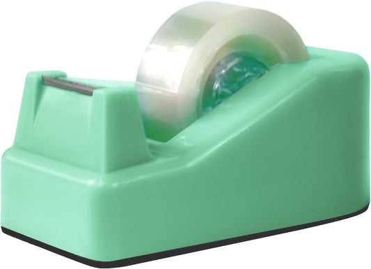 1Pcs Desktop Tape Dispenser Adhesive Roll Holder with Weighted Nonskid Base, Green (Tape not Included)