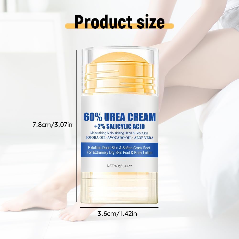 60% Urea Hydrating and Anti-Cracking Foot Cream, 2026 NEW Moisturising and Relieves Cracking and Dryness Foot Cream, Repairs and Hydrates Foot Care Stick for Dry Cracked Feet Knees Elbows Hands (2)