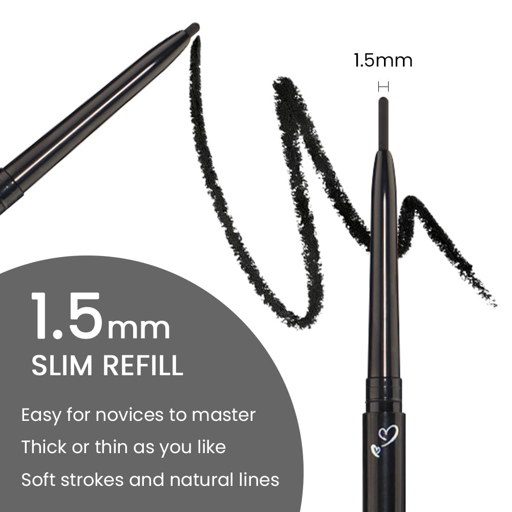 Kaely 1.5mm Skinny Gel Eyeliner Pencil,Black Cat Eye Liner Makeup Pen,Cream Smooth Eyeliner Crayon,delineador de ojos contra el agua,Waterproof Long Lasting 16 Hour Wear,Vegan & Cruelty Free,01