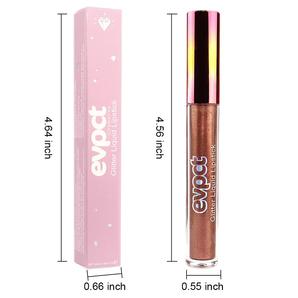 evpct 1Pcs Plum Red Glitter Metallic Shimmer Diamond Lipstick Lip Gloss Stain Set for Women Long Lasting Waterproof, Mauve Red Sparkle Glitter Matte long Wear Liquid Lipstick Lip Makeup Kit, 15#