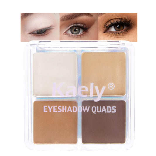 Kaely Powder Eyeshadow Quad, Light-Medium Matte Eyeshadow Palette Makeup, Neutral Eye Shadow Palette for Older Women Pigmented Waterproof, sombras para ojos, Blendable, Cruelty-free, 16