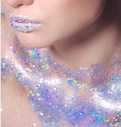 Go Ho Chameleon Light Purple Body Glitter Gel,Color Changing Light Purple Face Glitter,Holographic Fine Chunky Sequins Glitters,Reflective Sparkly Festival Rave Accessories