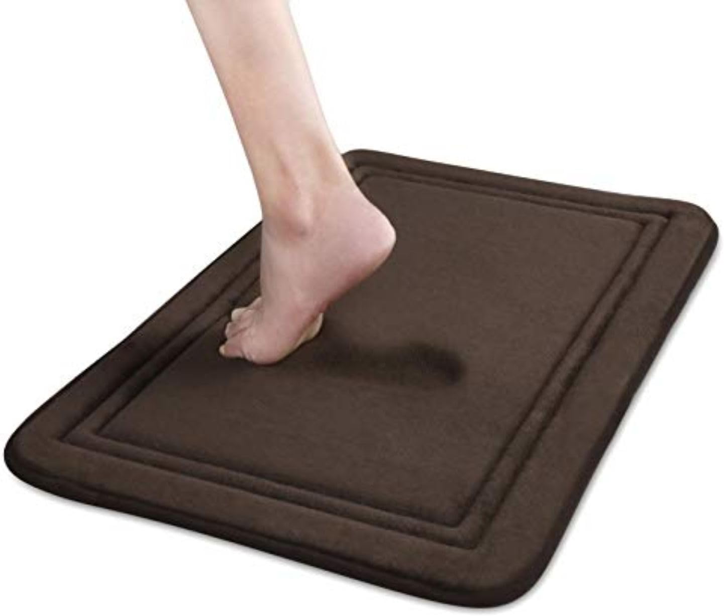 ITSOFT Memory Foam Bath Mat 31x20, Non Slip, Machine Washable, Quick Dry & Absorbent Rugs, Bath Mats for Bathroom Floor, Tub & Shower, Bathroom Rug, Chocolate Brown