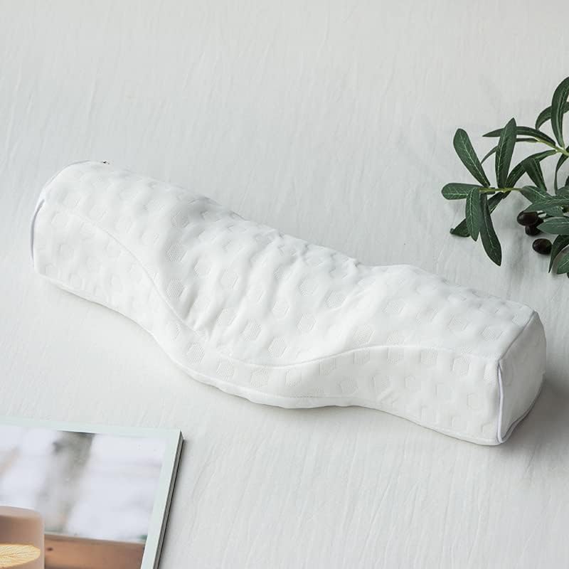 Cervical Neck Pillow for Pain Relief Sleeping, Neck roll Pillow Memory Foam for Stiff Neck Pain Relief ，Travel Bolster Pillow for Bed for Side Sleepers Back Sleeper. (White)
