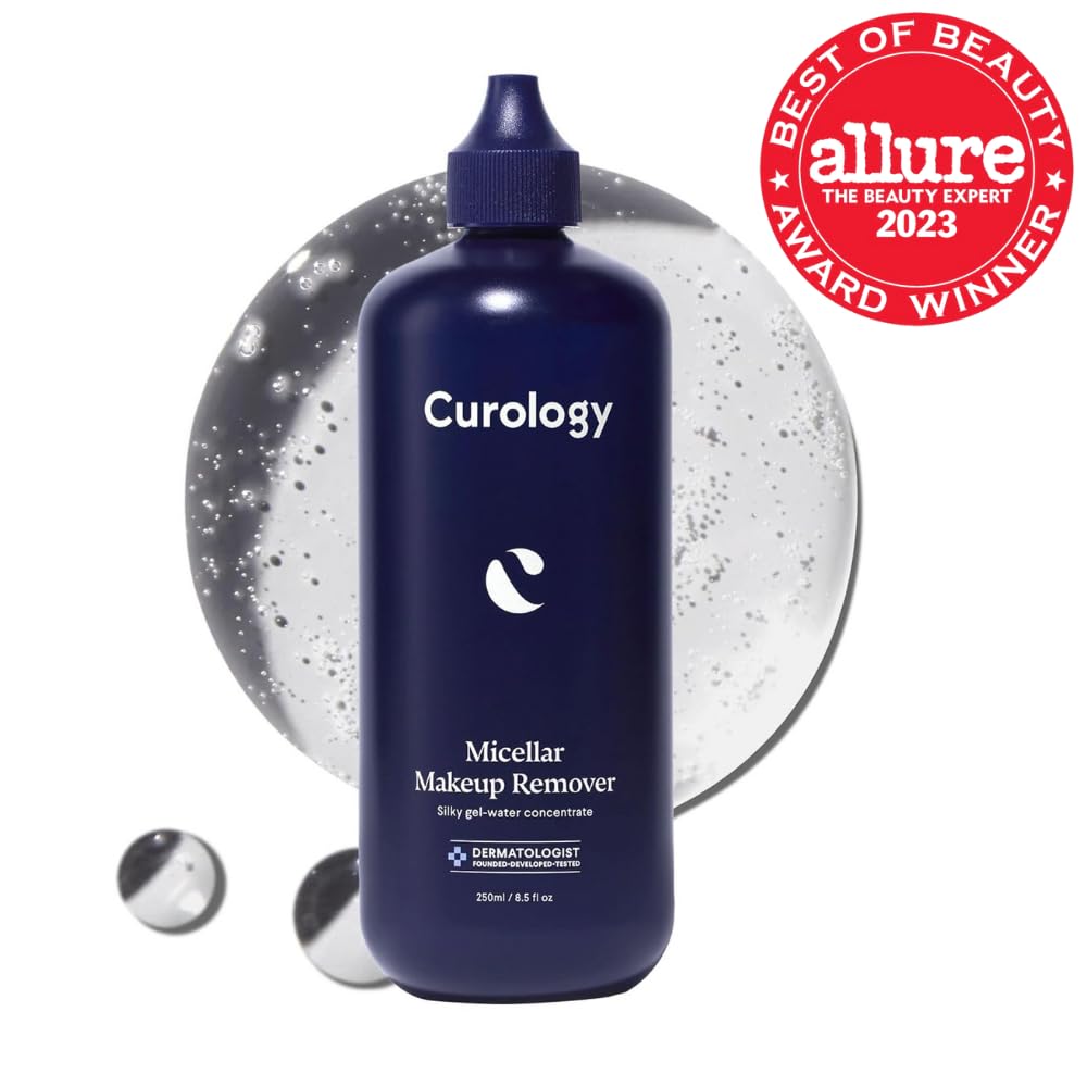 Curology Micellar Water Makeup Remover, Cleansing Gel Water Concentrate, Waterproof Eye and Face Make Up Removal, 8.5 fl oz
