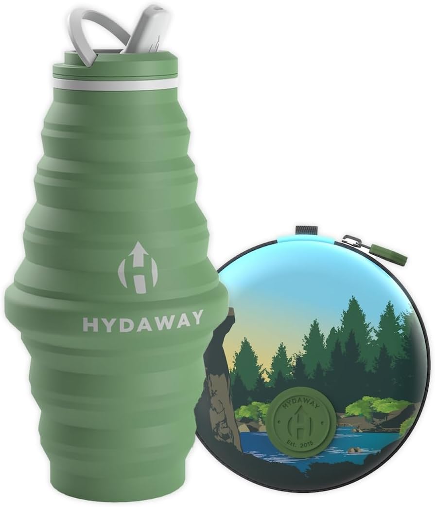 HYDAWAY Hydration Travel Pack - 25oz Collapsible Water Bottle with Flip-Top Lid and Protective Travel Case - BPA-Free, Leak-Resistant, Reusable Bottle for Traveling, Hiking, and Daily Use