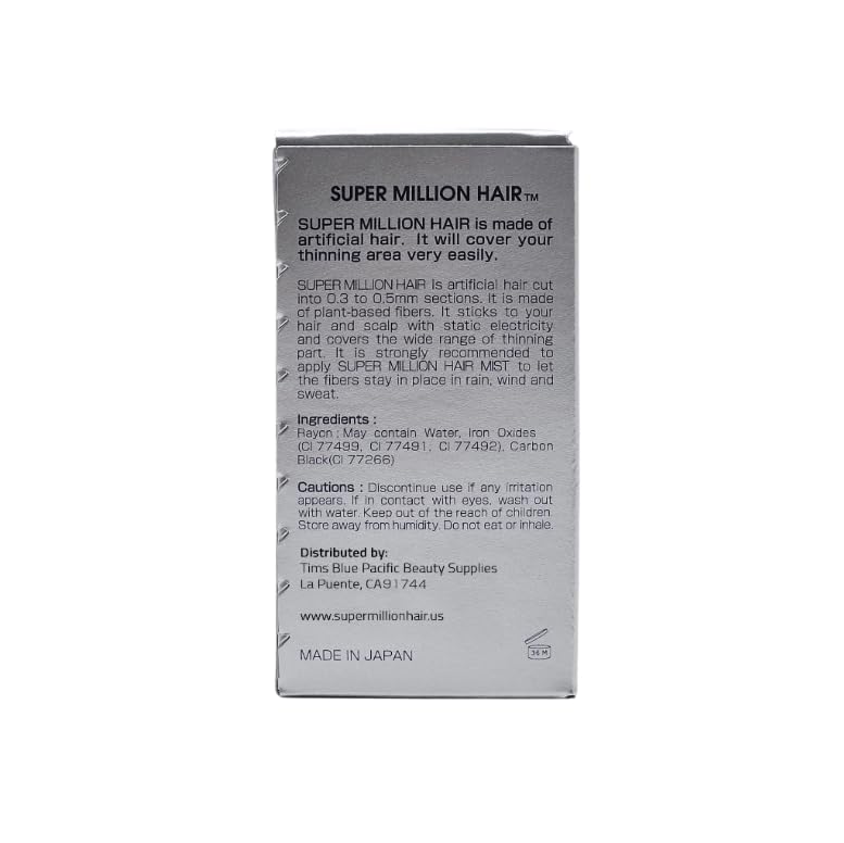 SMH Hair Fibers MADE IN JAPAN – Instantly Conceals Thinning Hair –Long-Lasting, Natural Look – Root & Bald Spot Coverage – For Men & Women (25g, Black)