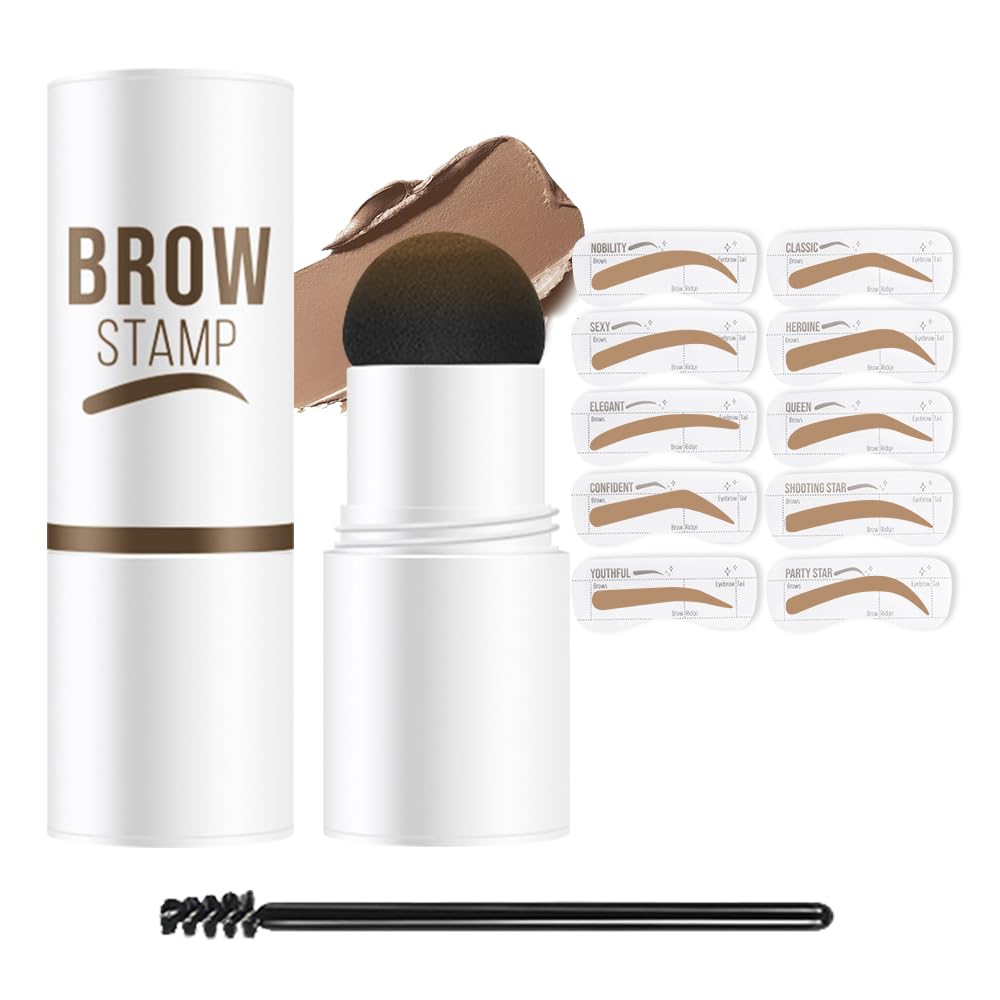 Eyebrow Stamp Stencil Set, golden brown Eyebrow Stencils Shaping Kit, Long-Lasting Eyebrow Shaper for Women Girl, Cruelty-Free plantillas para la cejas