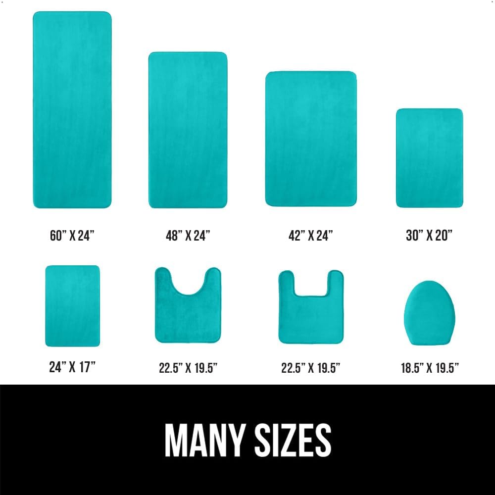 GORILLA GRIP Memory Foam Bath Rugs, Soft Absorbent Velvet Bathroom Mats, Durable Dots on Underside, Machine Washable Bathmat, Carpet Rug Room Decor for Shower Floor, 24x17 Mat, Turquoise