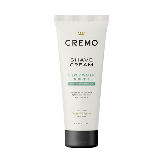 Cremo Silver Water & Birch Shave Cream, Astonishingly Superior Ultra-Slick Shaving Cream for Men, Fights Nicks, Cuts and Razor Burn, 6 Fl Oz
