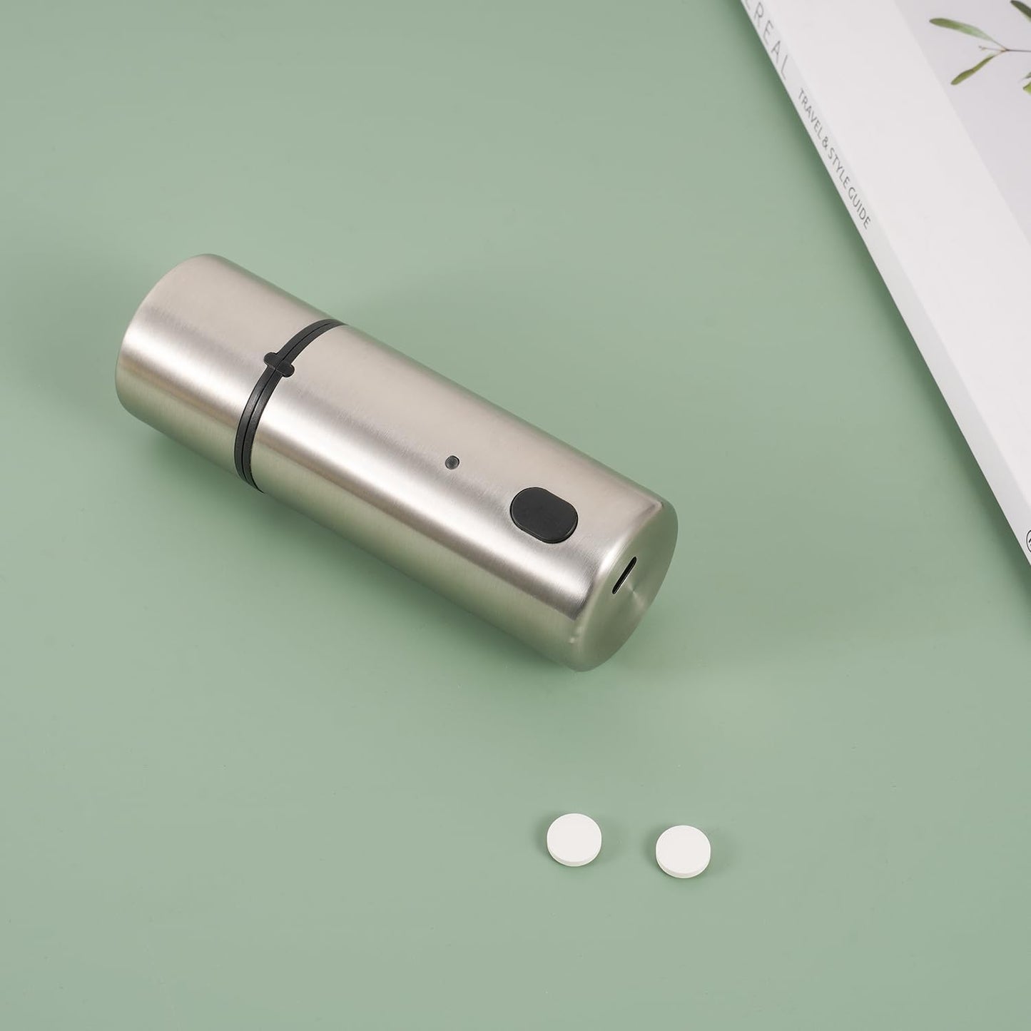 Cordless, Electric Pill Crusher & Grinder – Compact Stainless Steel Tablet Pulverizer – Rechargeable & Portable – One-Touch Operation – Fine Powder for Seniors, Pets, Kids – Herb Grinder