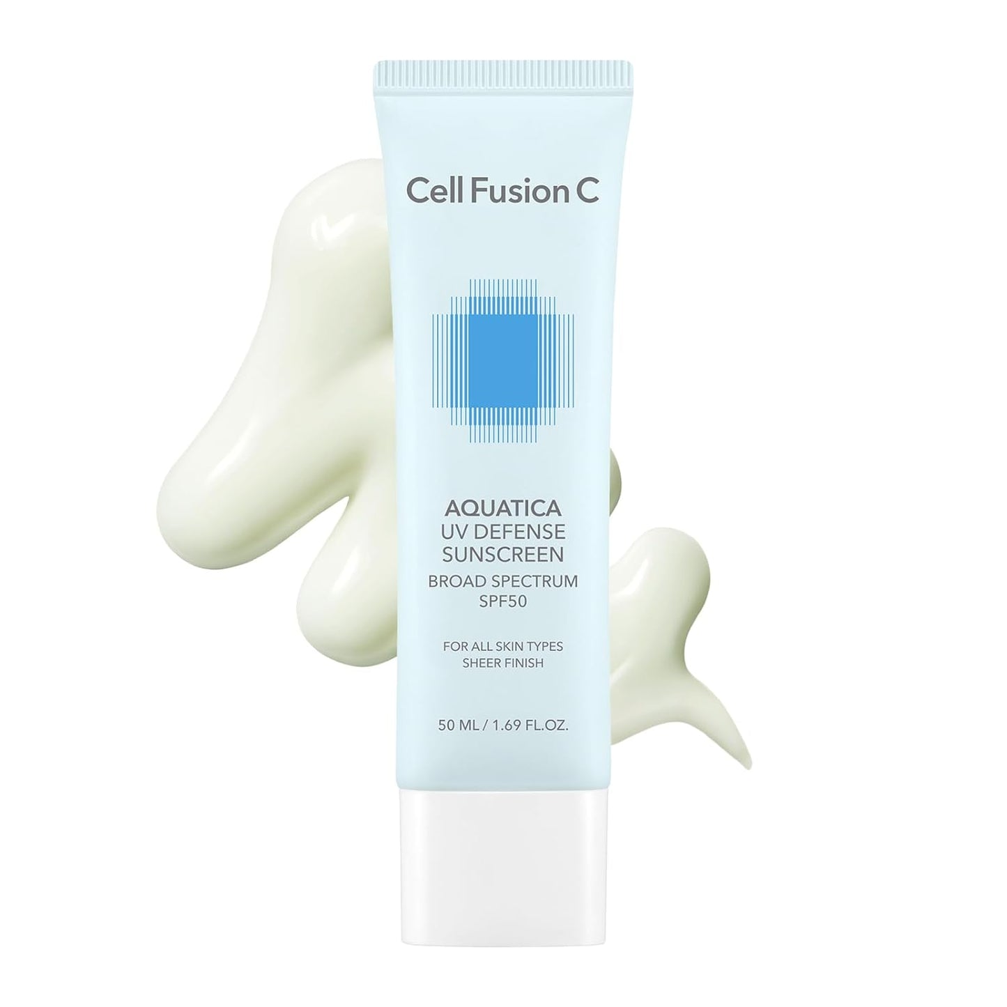 Cell Fusion C Aquatica UV Defense Face Sunscreen SPF 50, No White Cast, Hydrating SPF Moisturizer with PDRN, 50ml / 1.69 fl.oz