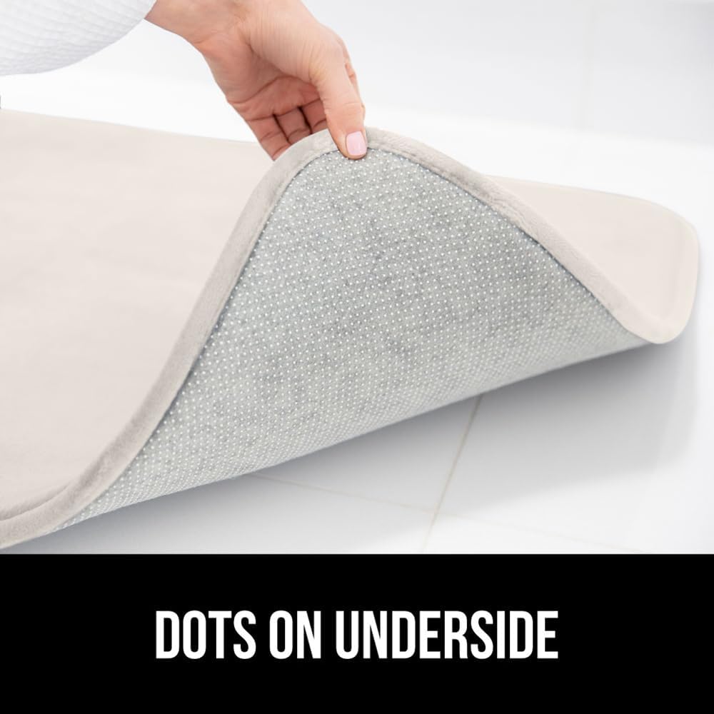 GORILLA GRIP Thick Memory Foam Toilet Rug for Bathroom, U Shaped Washable, Soft Absorbent Velvet Topside Floor Mats, Machine Wash, Cushioned Luxury Rugs for Bath Room, 22.5 x 19.5, Cream