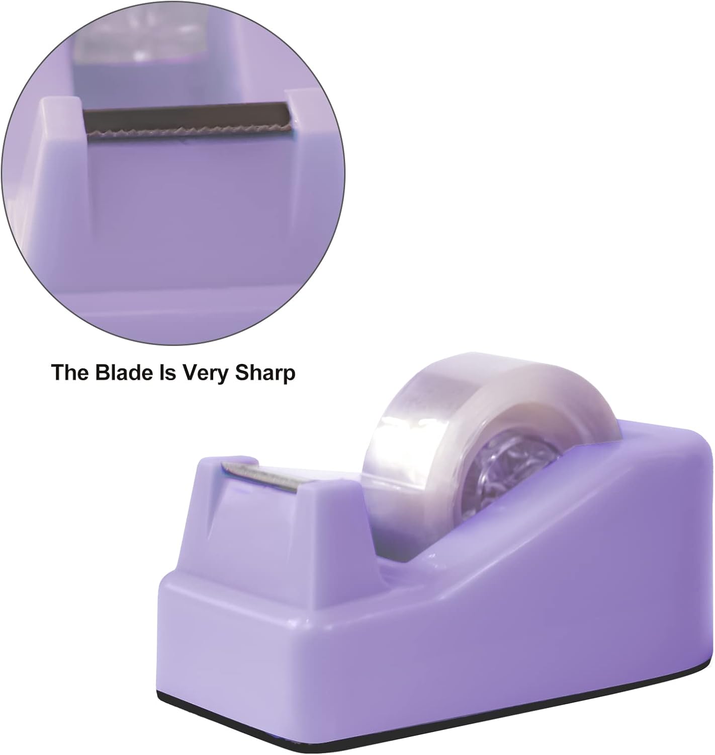 2Pcs Desktop Tape Dispenser Adhesive Roll Holder with Weighted Nonskid Base, Purple (Tape not Included)