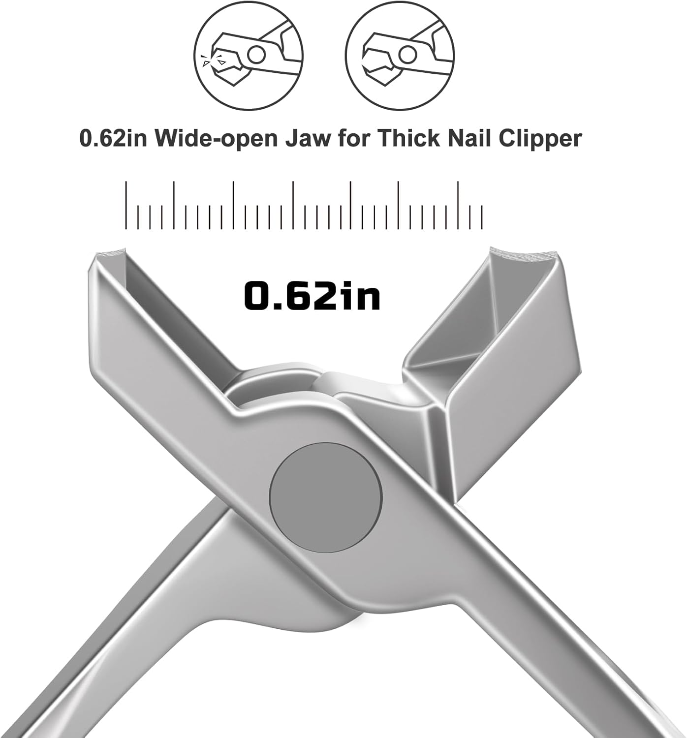 Nail Clippers for Thick Nails - Ultra Sharp, Wide Jaw Opening, Anti-Splash Fingernail and Toenail Clippers with Catcher for Seniors, Men & Women, Silver