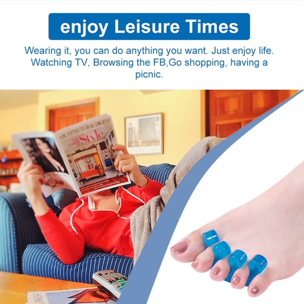 Toe Separators for Bunion Relief & Nail Polish Application - Orthopedic Gel Toenail Dividers, Pedicure Kit with Repeatable & Washable Toe Spacers, Soft Gel Tools