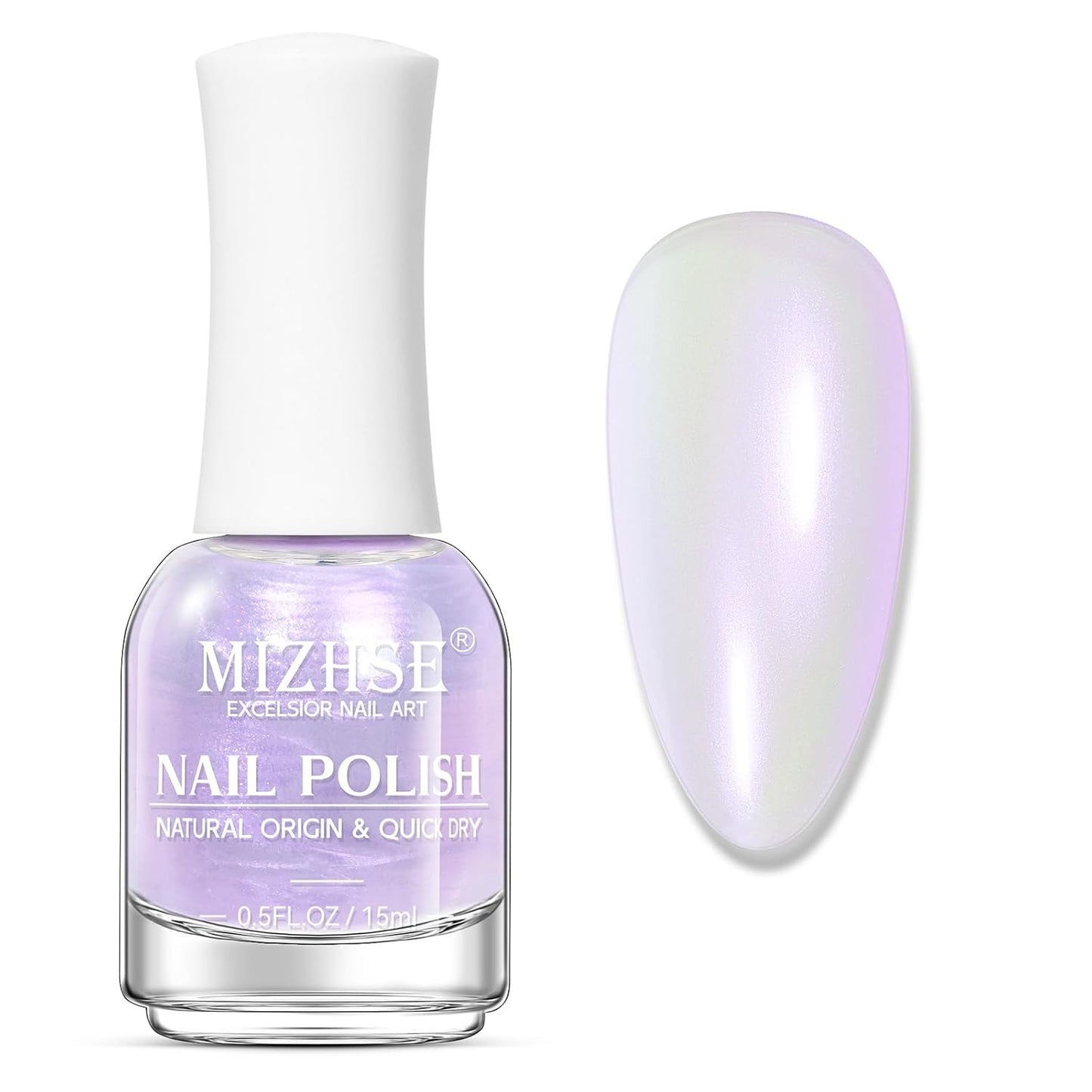 MIZHSE Quick Dry Mermaid Pearl Nail Polish, Purple Aurora Effect Nail Polish 15Ml, Fingernail and Toenail Polish Glossy Long Lasting Home DIY Nail Art Gift