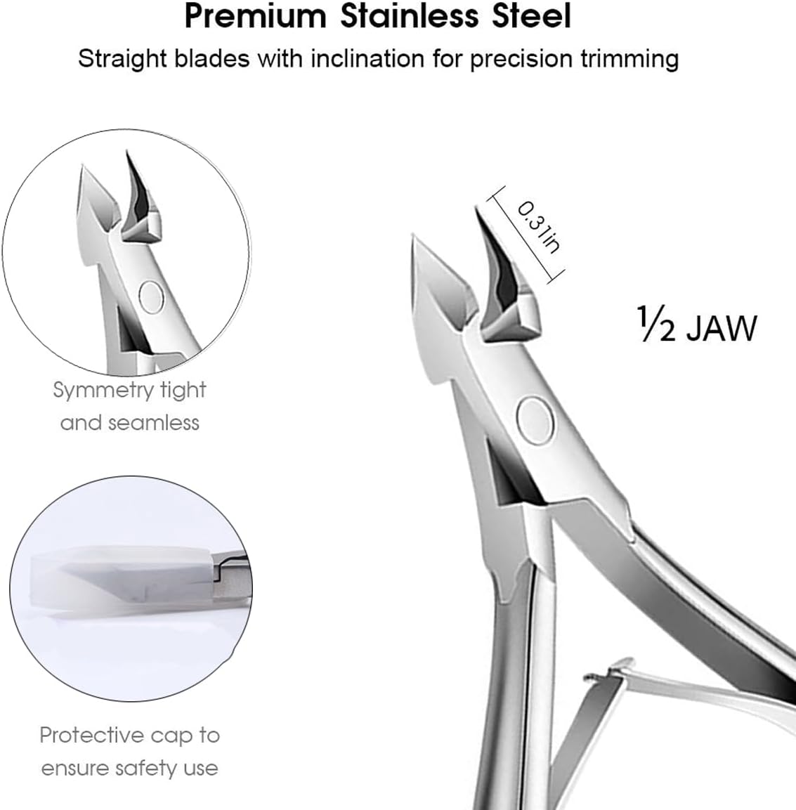 5 Packs Cuticle Trimmer, Cuticle Nippers Professional Stainless Steel Cuticle Cutter Clippers Cuticle Remover, Pedicure Manicure Tools for Fingernails and Toenails