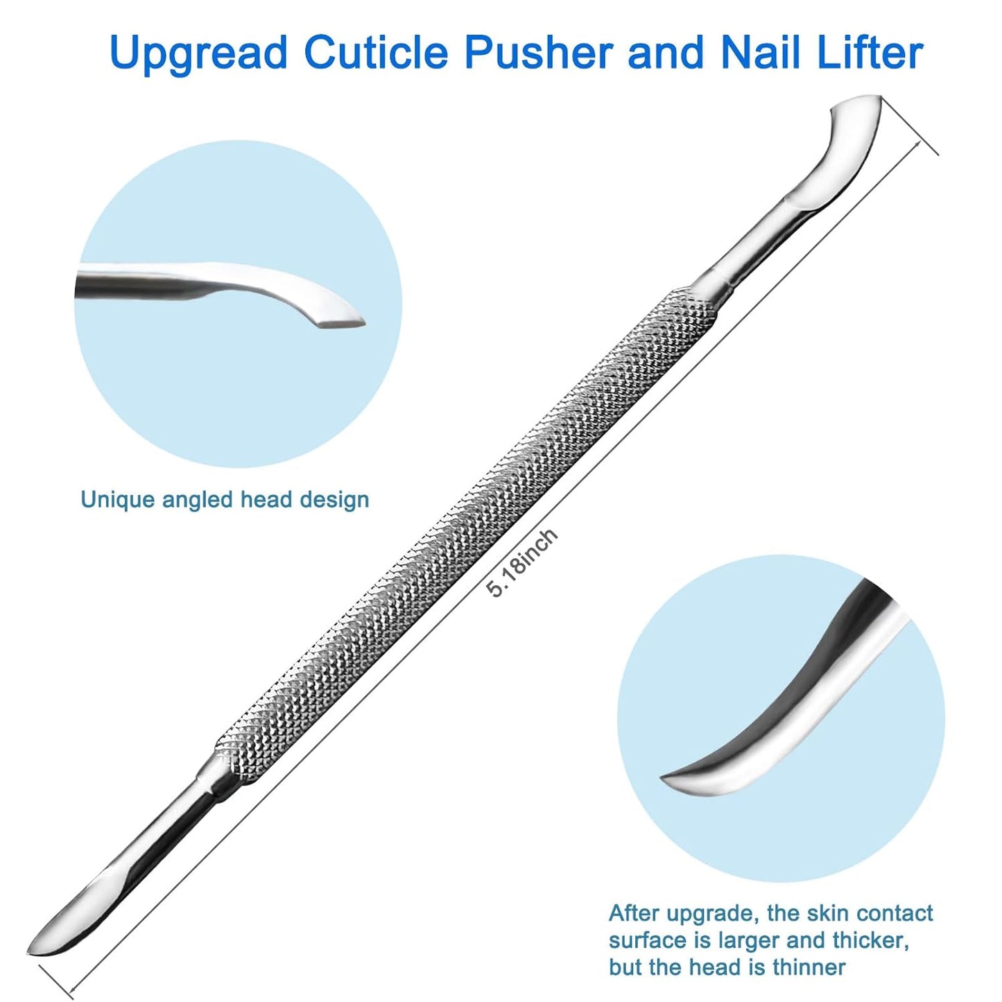 Premium Stainless Steel Manicure Tools 2-Piece Set, Upgraded Cuticle Pusher & Nail Lifter, Cuticle Trimmer & Gel Nail Polish Remove Tool, Home & Salon, For Women