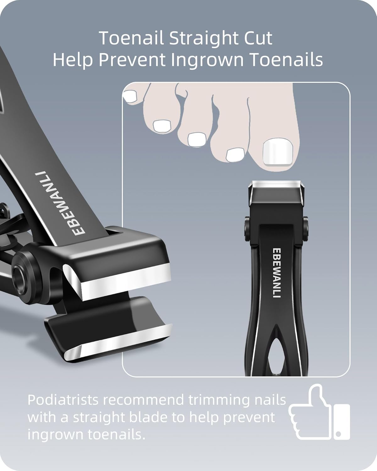 Nail Clippers Set, Toe Nail Clippers for Men, 17mm Wide Jaw Opening Toenail Clippers for Thick Toenails, Straight and Curved Blade Heavy Duty Toenail Clippers and File with Tin Case