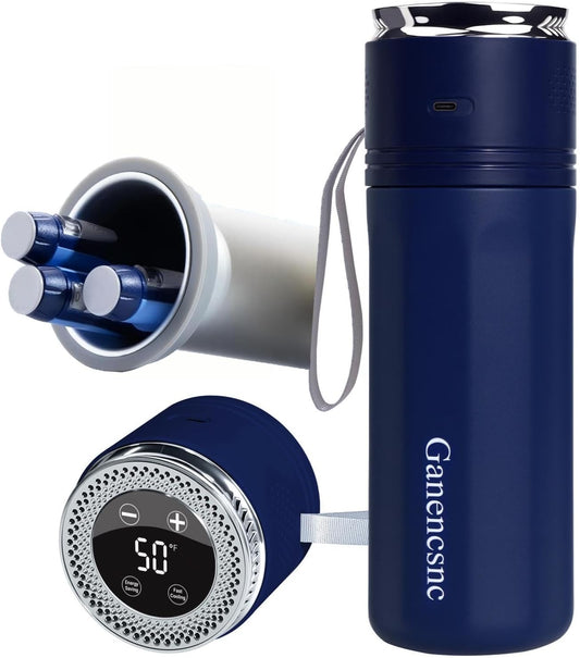 Electric Insulin Cooler Travel Case TSA Approved，USB Type-C Smart Cooling, 10000mAh Power Bank ，Large Capacity Medication Cooler for Travel ，Medical Cooler for Insulin (Blue, no Power Bank)