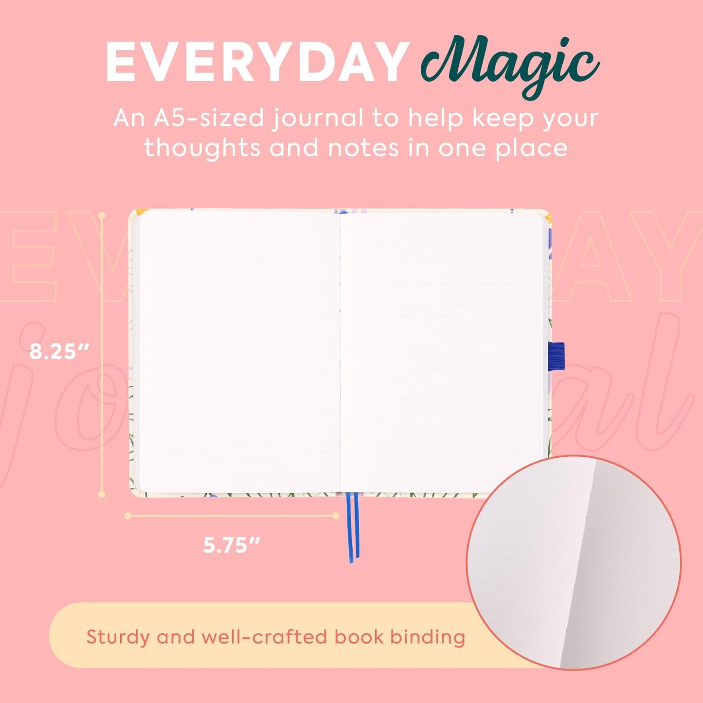 Happy Planner Small Undated Book-Bound Journal with 80 Pages of Thick 100 GSM Paper, A5 Size, Dot-Lined Layout, Mod Mosaics