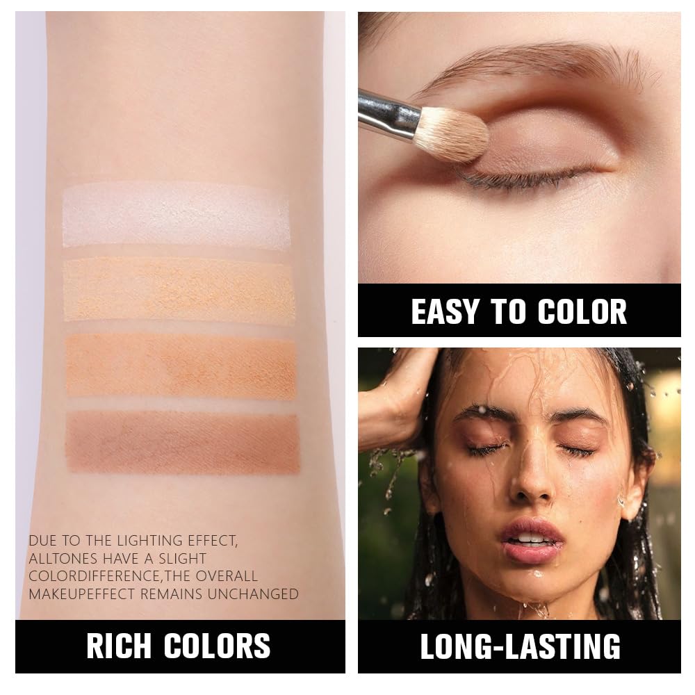 Kaely Powder Eyeshadow Quad, Light-Medium Matte Eyeshadow Palette Makeup, Neutral Eye Shadow Palette for Older Women Pigmented Waterproof, sombras para ojos, Blendable, Cruelty-free, 16