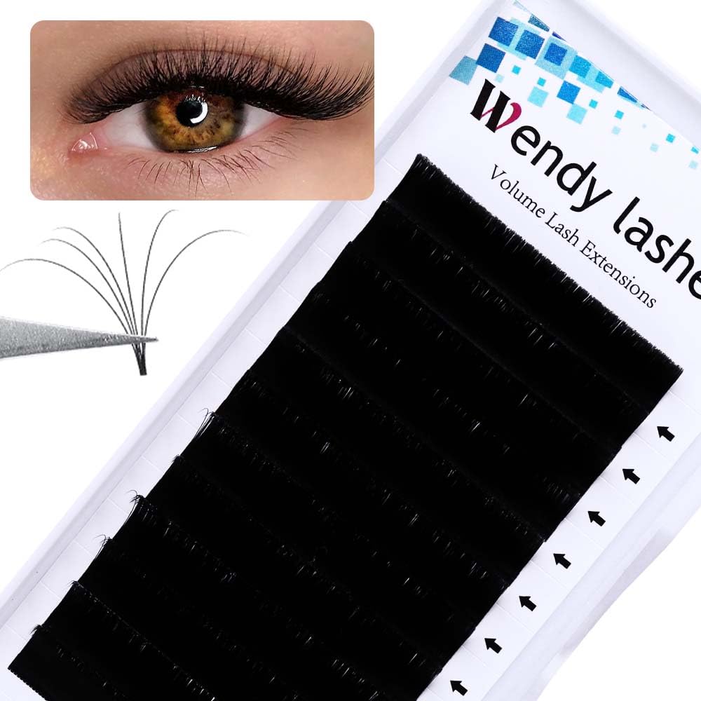 Easy Fan Volume for Lash Artists: Wendy, Handmade Fans for Eyelash Extensions, Self Fanning, Blooming, B-KH, Black, D-0.07-13