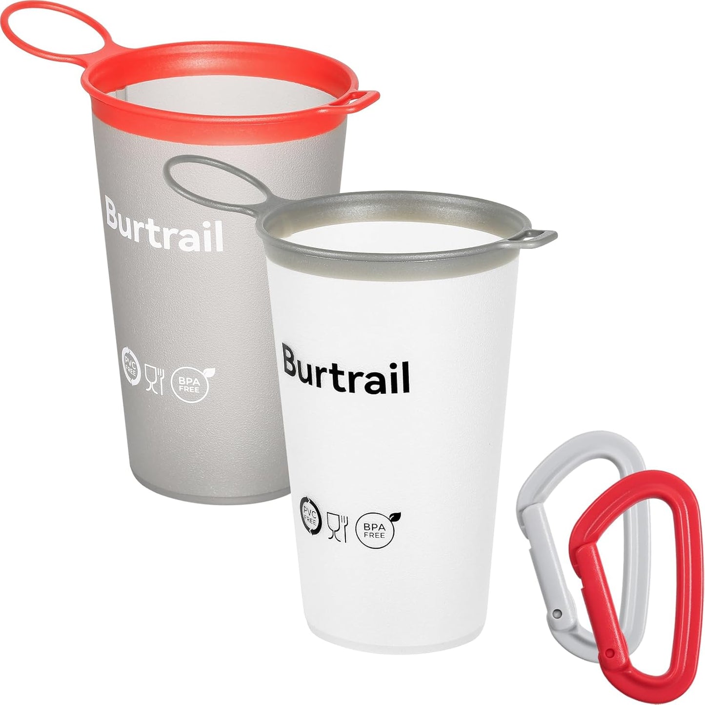 Collapsible Running Water Cup,Ultralight Reusable Cup Running for Ultra Running,Trail Running,Backpacking,Camping-BPA Free,200 ml/6.8 oz-2Pack, Gray & White