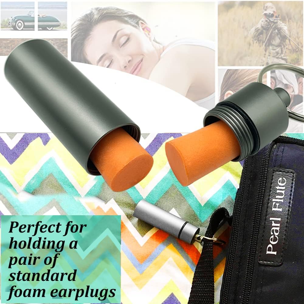 3 Packs Keychain Pill Holder, EFFIET Waterproof Pill Fob Case Box Outdoor Container for Emergency Medicine Drugs, Foam Earplug Storage Case with Ear Plugs (Silver-Matt-Black)