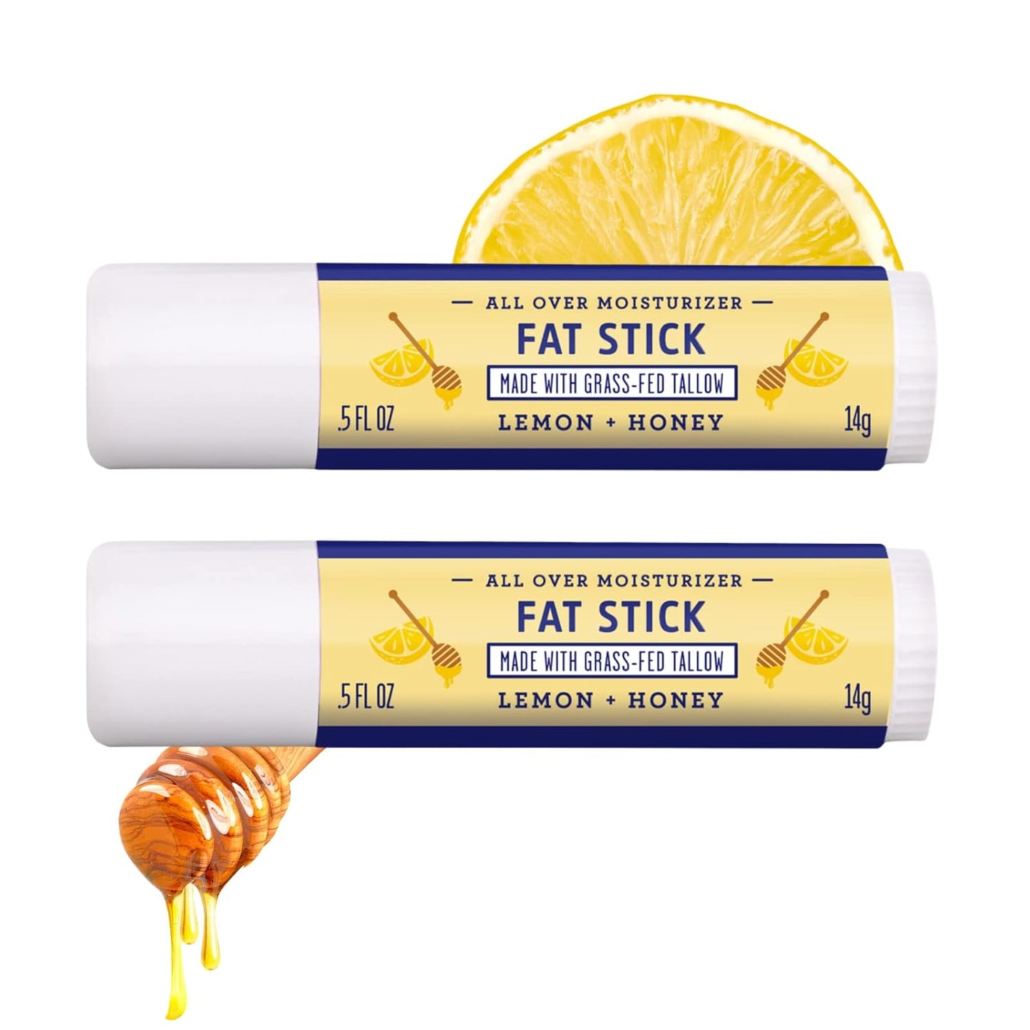 FATCO Fat Stick and All Purpose Moisturizing Stick for Dry Areas on your Face, Lips, and Body - Lemon + Honey (2-Pack)
