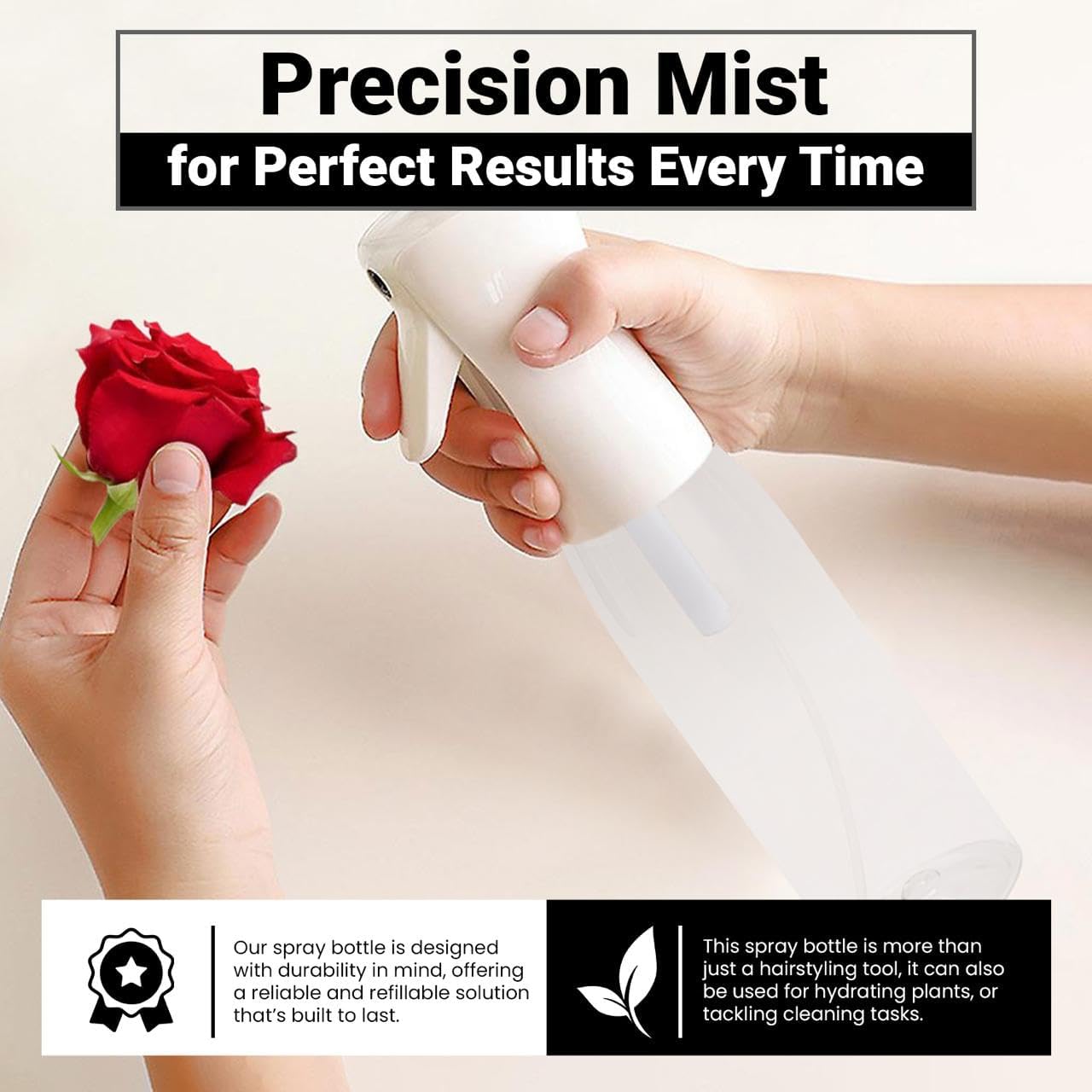 Continuous Ultra Fine Mist Spray Bottle – 16.9 Oz for Hair, Hairstyling, Salon Use, and Cleaning | Versatile Water Misting Bottle