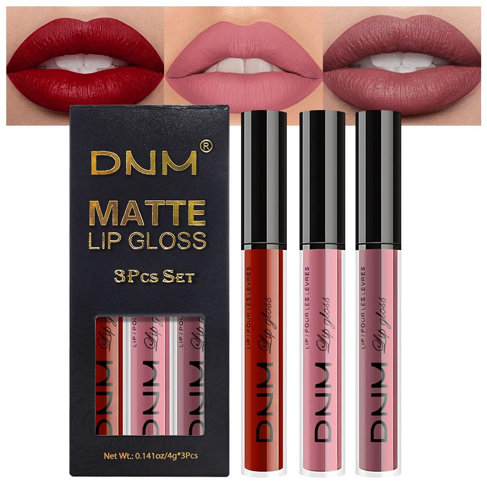 evpct 3Pcs Dark Red Mauve Maroon Matte Liquid Lipstick Lip Stain Sets for Women, Matte Lipstick Long Lasting Waterproof Permanent 24 Hours original, Magic Lip Sticks Pack for Halloween Daily Makeup